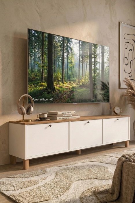 Hanah Home Nord - ND6-SW Soporte para TV Blanco y Roble Hanah Home Nord - ND6-SW Soporte para TV Blanco y Roble
